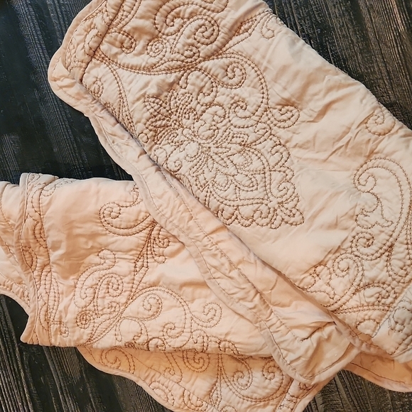 Gold/tan Colored Embroidered Pillow Shams - Picture 3 of 7